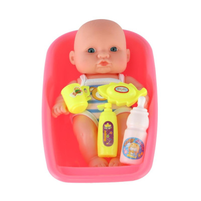Miminko plast 18cm s doplňky ve vaničce