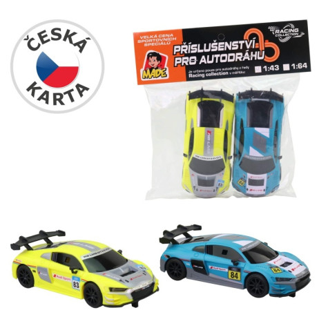 MaDe Náhradní autíčka Audi k autodráze 2 ks žluté/modré 1:43 ~ 1