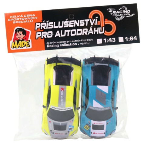 MaDe Náhradní autíčka Audi k autodráze 2 ks žluté/modré 1:43 ~ 4