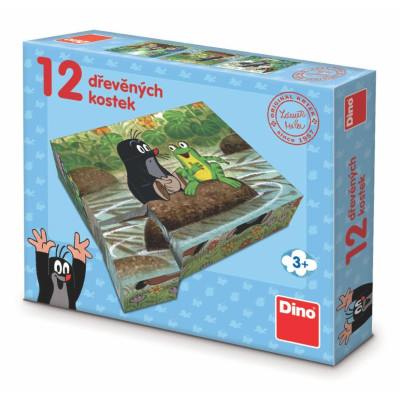 Dino Dřevěné licenční kostky 12 ks - Krtek a zvířátka