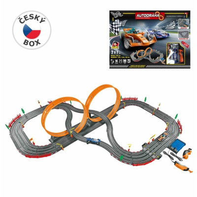 MaDe Autodráha Formule 750 cm se 2 lopingy a počítadlem kol, 2 auta 1:43