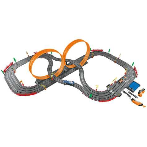 MaDe Autodráha Formule 750 cm se 2 lopingy a počítadlem kol, 2 auta 1:43 ~ 2