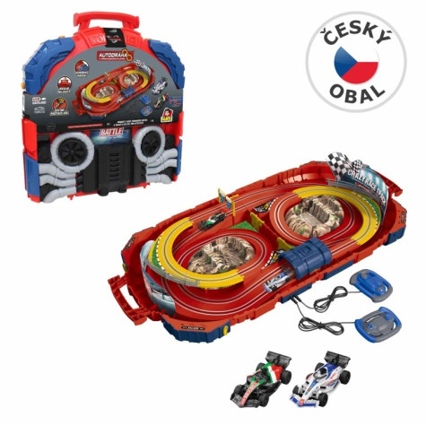 MaDe Autodráha v přenosném kufříku se 2 formulemi 1:64, USB napájení ~ 1