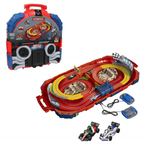 MaDe Autodráha v přenosném kufříku se 2 formulemi 1:64, USB napájení ~ 5
