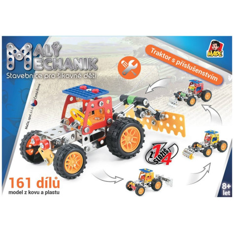 MaDe Malý mechanik - Traktor s příslušenstvím 4v1 161 ks ~ 3