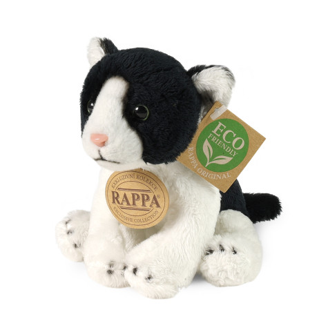 Rappa Plyšová kočka černo-bílá sedící 14 cm ECO-FRIENDLY ~ 1