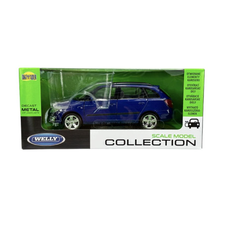 Welly Škoda Fabia Combi II 2009 modrá kovový model auta 1:24 ~ 2