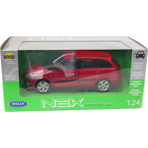 Welly Škoda Fabia Combi II 2009 červená kovový model auta 1:24 ~ 2