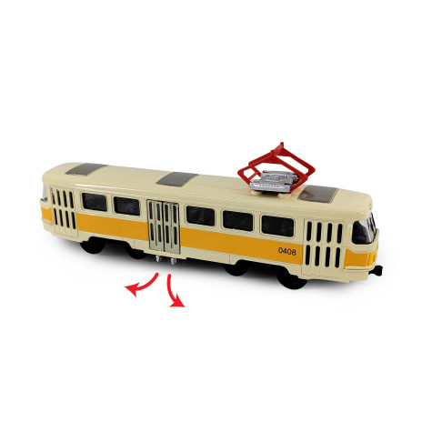 Rappa Česká retro tramvaj T3 žlutá kovová na zpětný chod 16 cm ~ 1