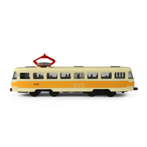 Rappa Česká retro tramvaj T3 žlutá kovová na zpětný chod 16 cm ~ 4