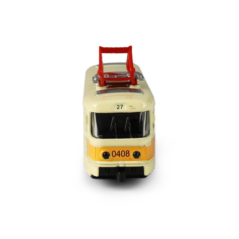 Rappa Česká retro tramvaj T3 žlutá kovová na zpětný chod 16 cm ~ 5
