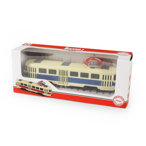Rappa Česká retro tramvaj T3 modrá kovová na zpětný chod 16 cm ~ 2
