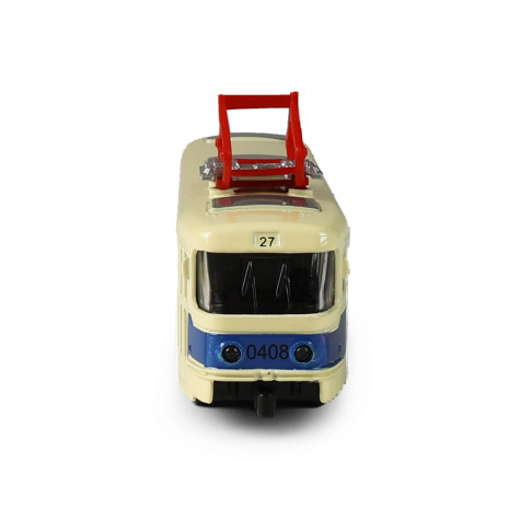 Rappa Česká retro tramvaj T3 modrá kovová na zpětný chod 16 cm ~ 5