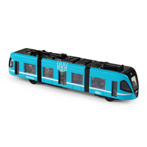 Rappa Moderní tramvaj DPO Ostrava modrá kovová na zpětný chod 23 cm ~ 1