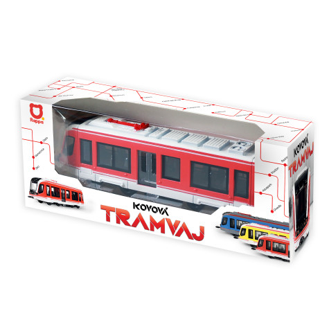 Rappa Kovová tramvaj červená na zpětný chod s otevíracími dveřmi 20 cm ~ 2