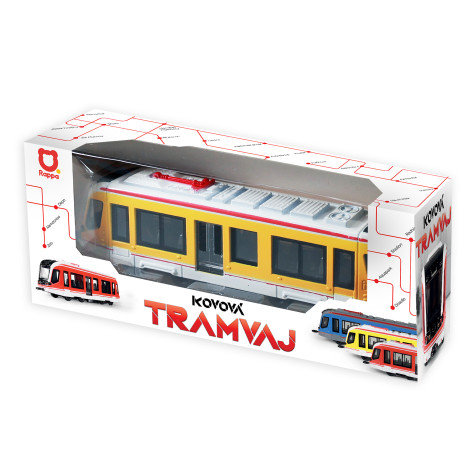 Rappa Kovová tramvaj žlutá na zpětný chod s otevíracími dveřmi 20 cm ~ 2