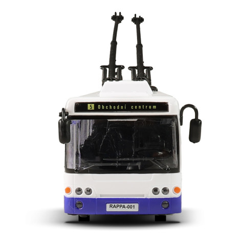 Rappa Trolejbus modrý s českým hlášením zastávek, světly a otevíracími dveřmi 28 cm ~ 3