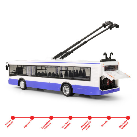 Rappa Trolejbus modrý s českým hlášením zastávek, světly a otevíracími dveřmi 28 cm ~ 4