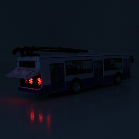 Rappa Trolejbus modrý s českým hlášením zastávek, světly a otevíracími dveřmi 28 cm ~ 5