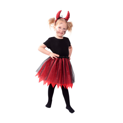 Rappa Dětský kostým čertice tutu sukně s čelenkou 3-7 let (104-130 cm) ~ 3