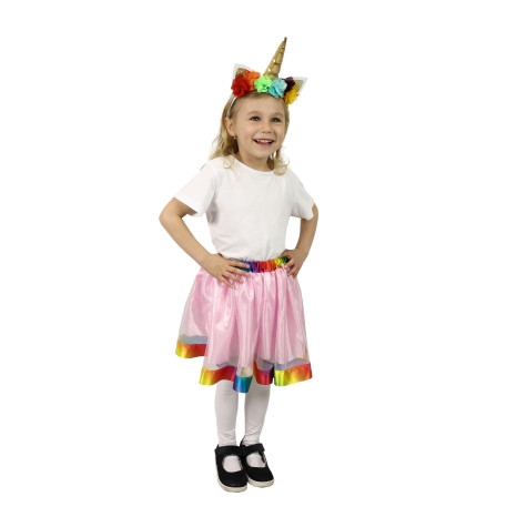 Rappa Dětský kostým TUTU sukně jednorožec s čelenkou 3-7 let (104-146 cm) ~ 1