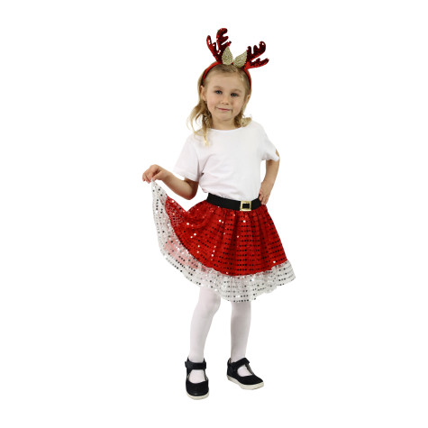 Rappa Dětský kostým TUTU sukně vánoční sob s čelenkou 3-7 let (104-146 cm) ~ 3