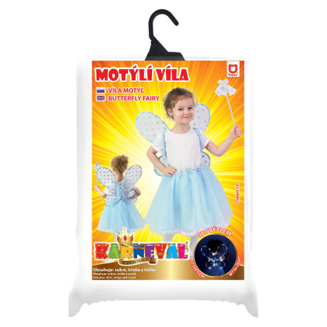 Rappa Dětský kostým tutu sukně víla Modřenka se svítícími křídly 3-10 let (104-146 cm) ~ 2