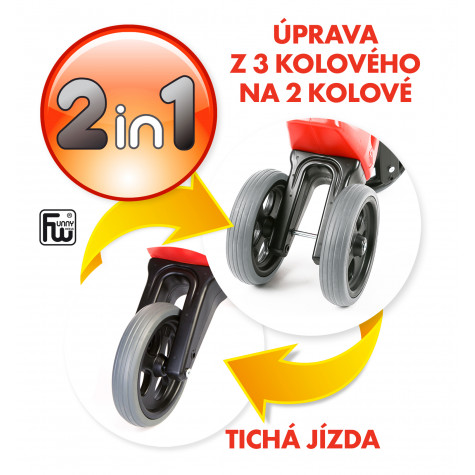 Funny Wheels odrážedlo New Sport 2v1 s gumovými koly - červené