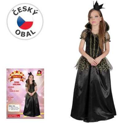MaDe Dětský kostým Černá královna 5-9 let (120-130 cm)