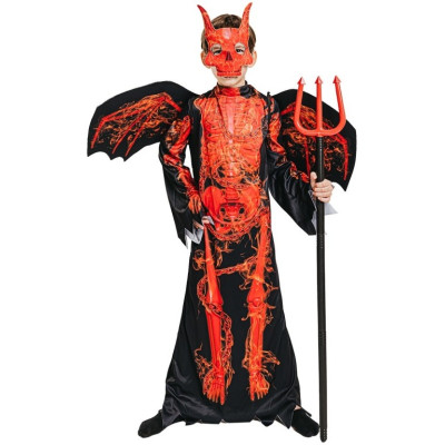 MaDe Dětský kostým Čert kostra 9-12 let (130-140 cm)