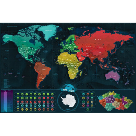 Stírací mapa světa - česká verze Deluxe XXL ~ 9