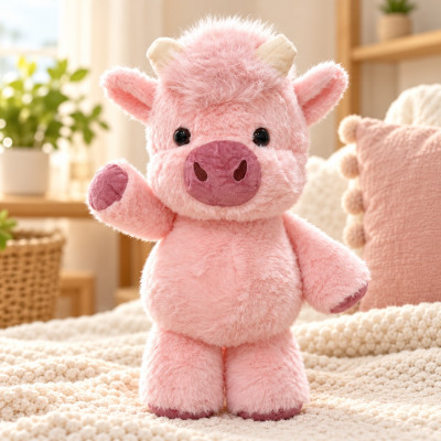 Plyšová běhající kravička 60 cm Highland Running Cow XL - růžová