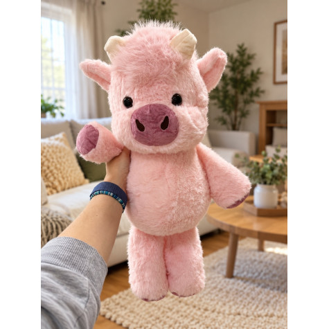 Plyšová běhající kravička 60 cm Highland Running Cow XL - růžová ~ 2