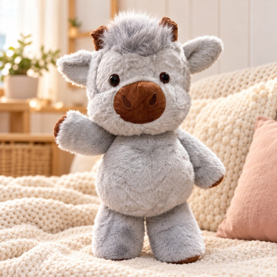 Plyšová běhající kravička 60 cm Highland Running Cow XL - šedá