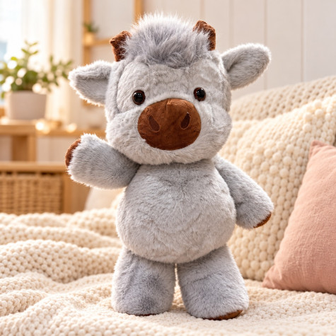 Plyšová běhající kravička 60 cm Highland Running Cow XL - šedá ~ 1