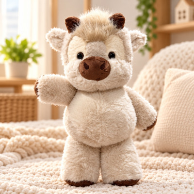 Plyšová běhající kravička 60 cm Highland Running Cow XL - béžová