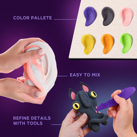 OKTO SENSORY ART 3D Výtvarná modelovací sada DIY s dřevěným rámem - Kočičí duch ~ 3