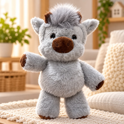Plyšová běhající kravička 45 cm Highland Running Cow - šedá ~ 1