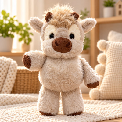 Plyšová běhající kravička 45 cm Highland Running Cow - béžová