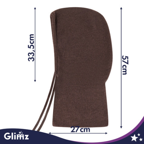 Zimní kapuce pletená hnědá Glimz 27966 ~ 9