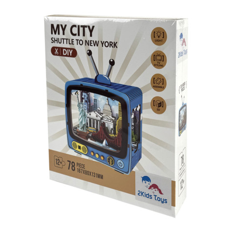 2Kids Toys 3D dřevěná skládačka Retro TV New York ~ 2