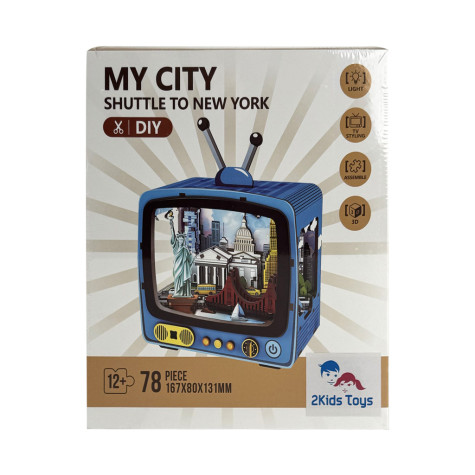 2Kids Toys 3D dřevěná skládačka Retro TV New York ~ 3