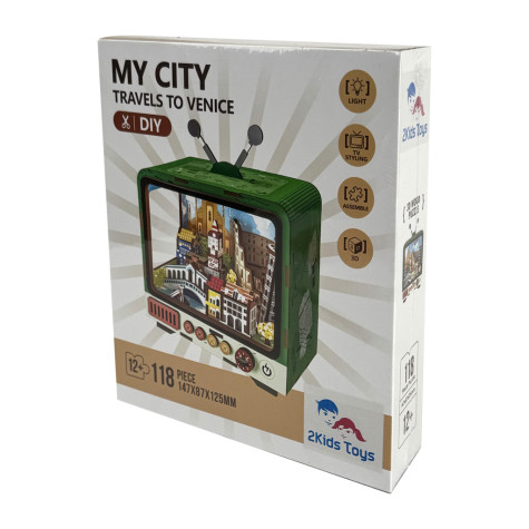 2Kids Toys 3D dřevěná skládačka Retro TV Benátky ~ 2