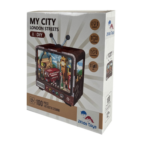 2Kids Toys 3D dřevěná skládačka Retro TV Londýn ~ 2