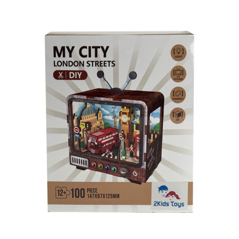 2Kids Toys 3D dřevěná skládačka Retro TV Londýn ~ 3