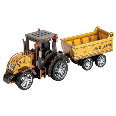 2Kids Toys 3D dřevěná skládačka Traktor s přívěsem