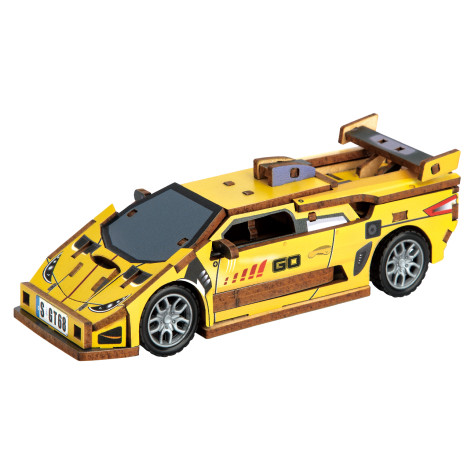2Kids Toys 3D dřevěná skládačka Sportovní auto žluté ~ 1