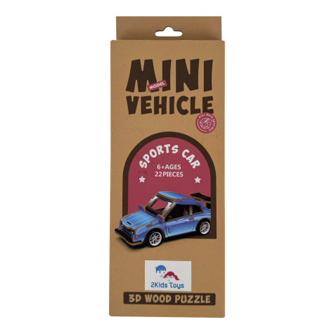 2Kids Toys 3D dřevěná skládačka Sportovní auto modré ~ 2
