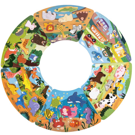 2Kids Toys Dřevěné puzzle Kruh propojitelné 6 v 1 ~ 1