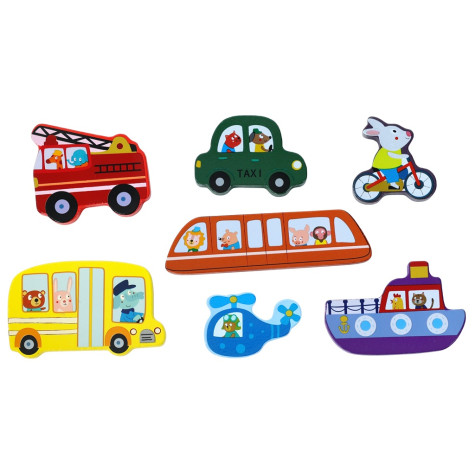 2Kids Toys Dřevěné puzzle Dopravní prostředky propojitelné ~ 3